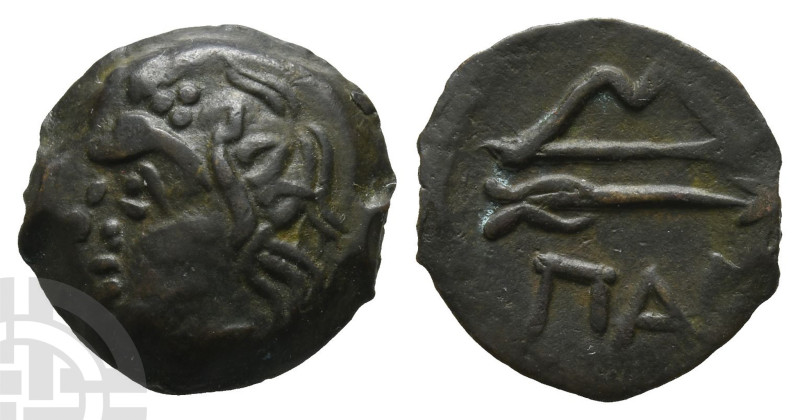 Cimmerian Bosporos, Pantikapaion AE 15mm. Circa 250-200 BC. 

Cimmerian Bospor...