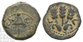 Judaea. Herodians, Agrippa I AE Prutah. 37-43 CE. Jerusalem mint. Dated RY 6 (41/2 CE).