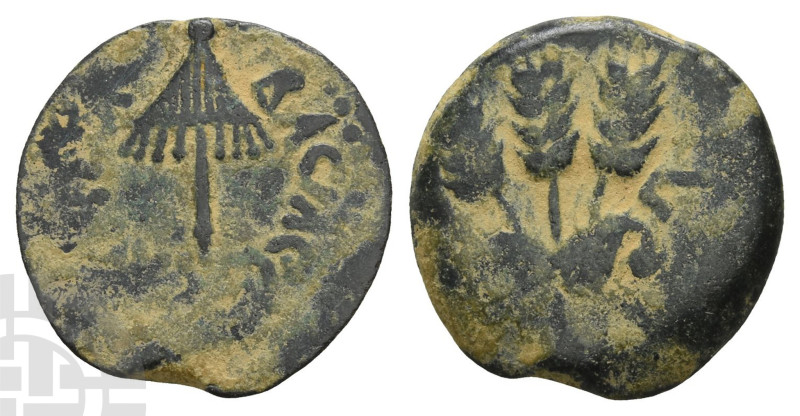 Judaea. Herodians, Agrippa I AE Prutah. 37-43 CE. Jerusalem mint. Dated RY 6 (41...