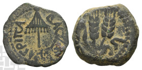 Judaea. Herodians, Agrippa I AE Prutah. 37-43 CE. Jerusalem mint. Dated RY 6 (41/2 CE).
