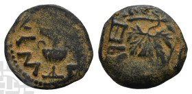 Judaea. First Jewish War AE Prutah. Dated Year 3 (68/9 CE). Jerusalem mint.