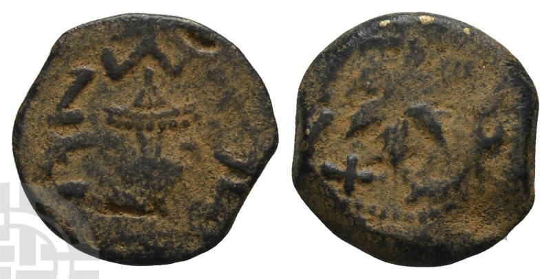 Judaea. First Jewish War AE Prutah. 66-70 CE. Jerusalem mint. Dated year 3 (68/9...