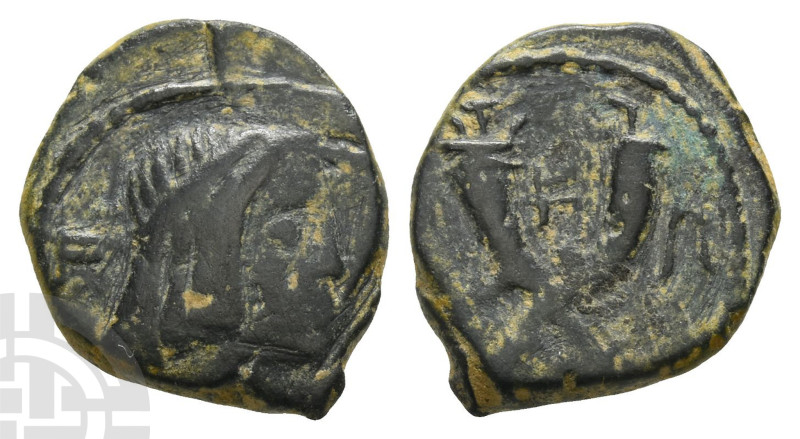 Nabataea, Syllaios, Usurper and Aretas IV AE 15mm. Circa 9-6 BC. Petra mint. 
...