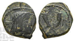 Nabataea, Syllaios, Usurper and Aretas IV AE 15mm. Circa 9-6 BC. Petra mint.