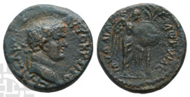 Titus, as Caesar AE 21mm of Caesarea Maritima, Judaea. 69-79 CE. Judaea Capta issue.