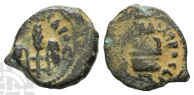 Judaea. Procurators, Pontius Pilate AE Prutah. 26-36 CE. Jerusalem mint. Dated RY 16 of Tiberius (29/30 CE). In the names of Julia Augusta (Livia) and...