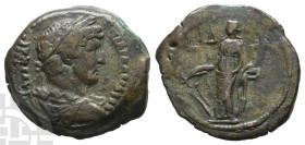 Hadrian AE Diobol of Alexandria, Egypt. AD 117-138. Dated RY 14 (AD 129/30).
