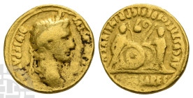 Augustus AV Aureus. 27 BC-AD 14. Lugdunum mint; struck 2 BC-AD 4.
