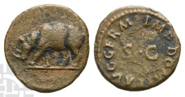 Domitian AE Quadrans. AD 81-96. Rome mint; struck AD 84-85.