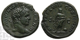 Caracalla AE As. AD 198-217. Rome mint; struck AD 215.