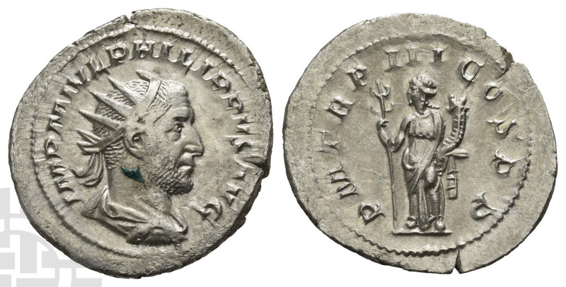Philip I AR Antoninianus. AD 244-249. Rome mint; struck AD 246. 

Philip I AR ...