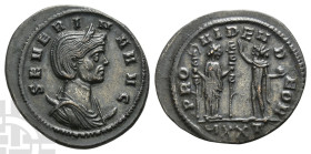 Severina, Augusta BI Antoninianus. AD 270-275. Ticinum mint; struck AD 275. 6th officina.