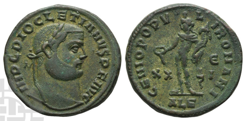 Diocletian BI Nummus. AD 284-305. Alexandria mint; struck AD 301. 5th officina. ...
