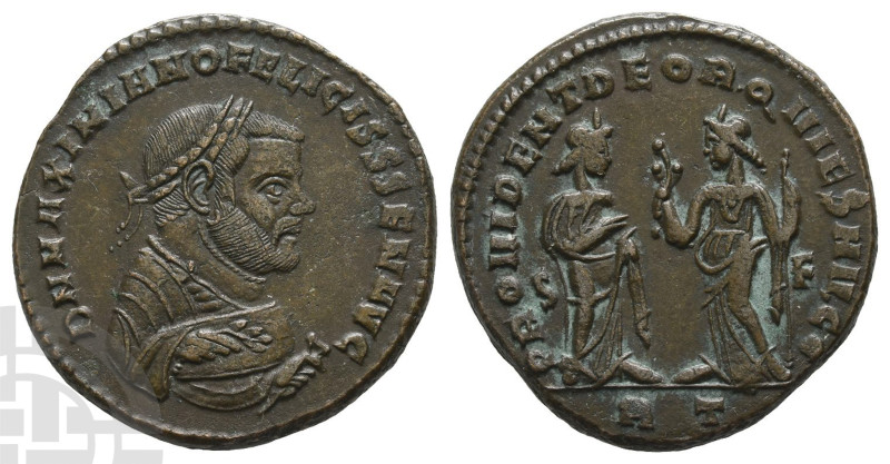 Maximian, as Senior Augustus BI Nummus. First reign, AD 305-307. Rome mint; stru...
