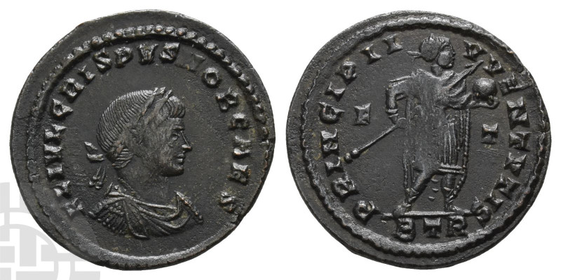 Crispus, as Caesar BI Nummus. AD 316-326. Treveri mint; struck AD 317. 2nd offic...