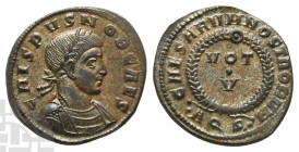 Crispus, as Caesar BI Nummus. AD 316-326. Aquileia mint; struck AD 321. 2nd officina.
