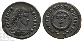 Crispus, as Caesar BI Nummus. AD 316-326. Ticinum mint; struck AD 321-322. 3rd officina. Very Rare
