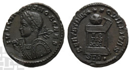 Crispus, as Caesar BI Nummus. AD 316-326. Treveri mint; struck AD 322. 2nd officina.