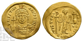 Justinian I AV Solidus. AD 527-565. Constantinople mint; struck AD 542-565. 10th officina.