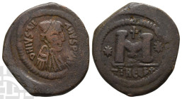 Justinian I AE 40 Nummi or Follis. AD 527-565. Theoupolis (Antioch) mint; struck AD 529-533. 2nd officina.