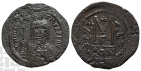 Maurice Tiberius AE 40 Nummi or Follis. AD 582-602. Constantinople mint. Dated RY 19 (AD 600/1). 3rd officina.