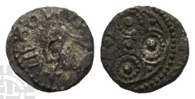 Anglo-Saxon. Eclectic Sceattas AR Sceatt. Circa 710-760. Series 2c; BM type 14. 'Celtic Cross' Group. Very Rare 'Celtic Cross' Variety