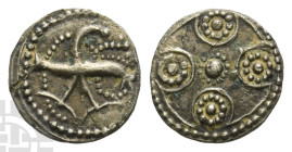 Anglo-Saxon, Secondary Sceattas AR Sceatt. Circa 720-735/50. Hamwic mint. Series H, type 39.