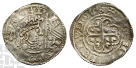 England. Norman, Stephen AR Penny. 1135-1154. York mint. Local and irregular issues of the Civil War. 'Ornamental' Group, Flag type. Recorded on EMC