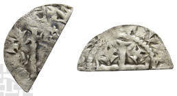 England. Plantagenet, Henry II AR 'Tealby' Cut Halfpenny. 1154-1189. Uncertain mint and moneyer. Cross-and-crosslets ('Tealby') coinage.