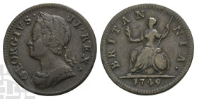 Great Britain. Hanover, George II CU Farthing. 1727-1760. Dated 1749.
