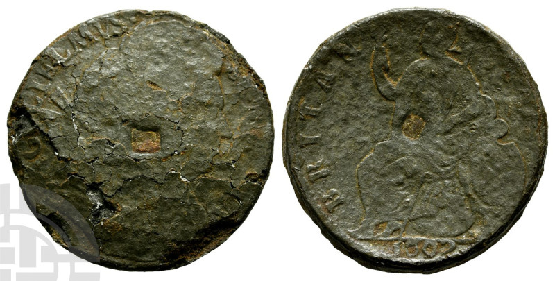 England. Stuart (Orange) William and Mary Tin Halfpenny. 1689-1694. Dated 1692. ...