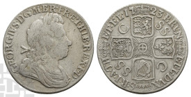 Great Britain. Hanover, George I AR Shilling. 1714-1727. London mint. Dated 1723. South Sea Company issue. Designs by John Croker and Johann Ochs.