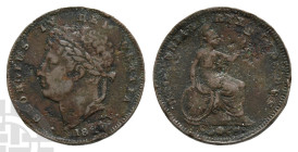 Great Britain. Hanover, George IV AE Third-Farthing. 1820-1830. London mint. Dated 1827. Design by William Wyon.