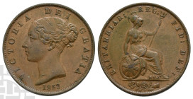 Great Britain. Hanover, Victoria CU Halfpenny. 1837-1901. London mint. Dated 1853. Design by William Wyon.