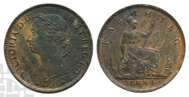 Great Britain. Hanover, Victoria AE Farthing. 1837-1901. London mint. Dated 1884. 'Bun Head' issue.