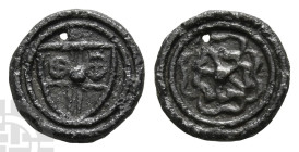 England. 'Shield and Rose' Pb Token. 1425-1672.  Unpublished English Token