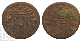 England. Cambridgeshire, Joseph Heath AE Farthing. Dated 1666.