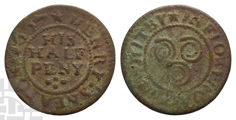 England. Yorkshire, Whitby. Henry Sneaton AE Halfpenny. Dated 1667. Very Rare
...