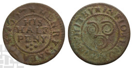 England. Yorkshire, Whitby. Henry Sneaton AE Halfpenny. Dated 1667.  Very Rare
