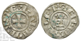Crusaders. Latin Kingdom of Jerusalem, Baldwin II, III or IV AR Denier. 1118-1185.