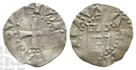 Crusaders. Latin Kingdom of Jerusalem, Baldwin III BI Denier. 1143-1163. 'Rough' coinage, series 3.