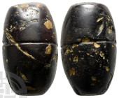Babylonian Sphendonoid Hematite Three-Shekel Weight of 9.48gr. Circa 1500-1200 BC.