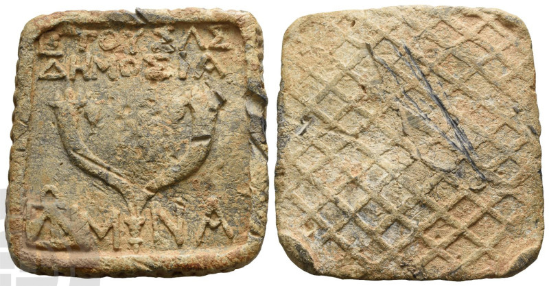 Greek PB Weight of 1 Mina. Dated SE 230 (83/2 BC). Possibly Levantine region. 
...
