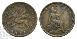 Greece. Ionian Islands, British Administration CU Lepton. 1834-1862. Dated 1851. Design by William Wyon.