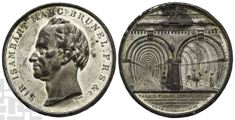 Opening of Thames Tunnel WM Inauguration Medal. Time of Victoria, 1837-1901. Dua...