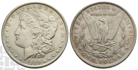 United States of America AR Dollar. Dated 1900. Philadelphia mint. Morgan type. Design by George Thomas Morgan.