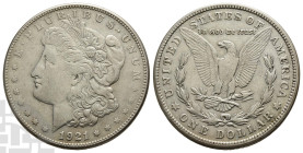United States of America AR Dollar. Dated 1921. San Francisco mint. Morgan type. Design by George Thomas Morgan.
