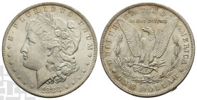 United States of America AR Dollar. Dated 1883. New Orleans mint. Morgan type. Design by George Thomas Morgan.