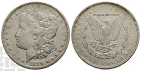 United States of America AR Dollar. Dated 1879. Philadelphia mint. Morgan type. Design by George Thomas Morgan.