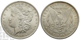 United States of America AR Dollar. Dated 1884. New Orleans mint. Morgan type. Design by George Thomas Morgan.